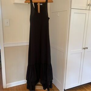 Free People Beach Black Maxi Sleeveless Ruffle Dress Festival Boho Coverup Small